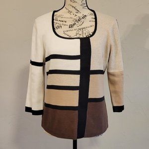 Ambra colorblocked mid length sleeve sweater, Large